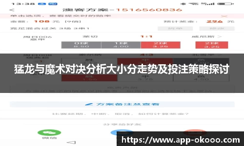 猛龙与魔术对决分析大小分走势及投注策略探讨